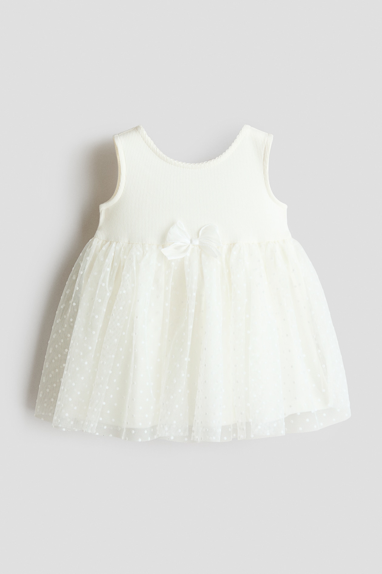 Baby - White Jersey Dress with Tulle Skirt - Size: 6M (4-6M) - H&M