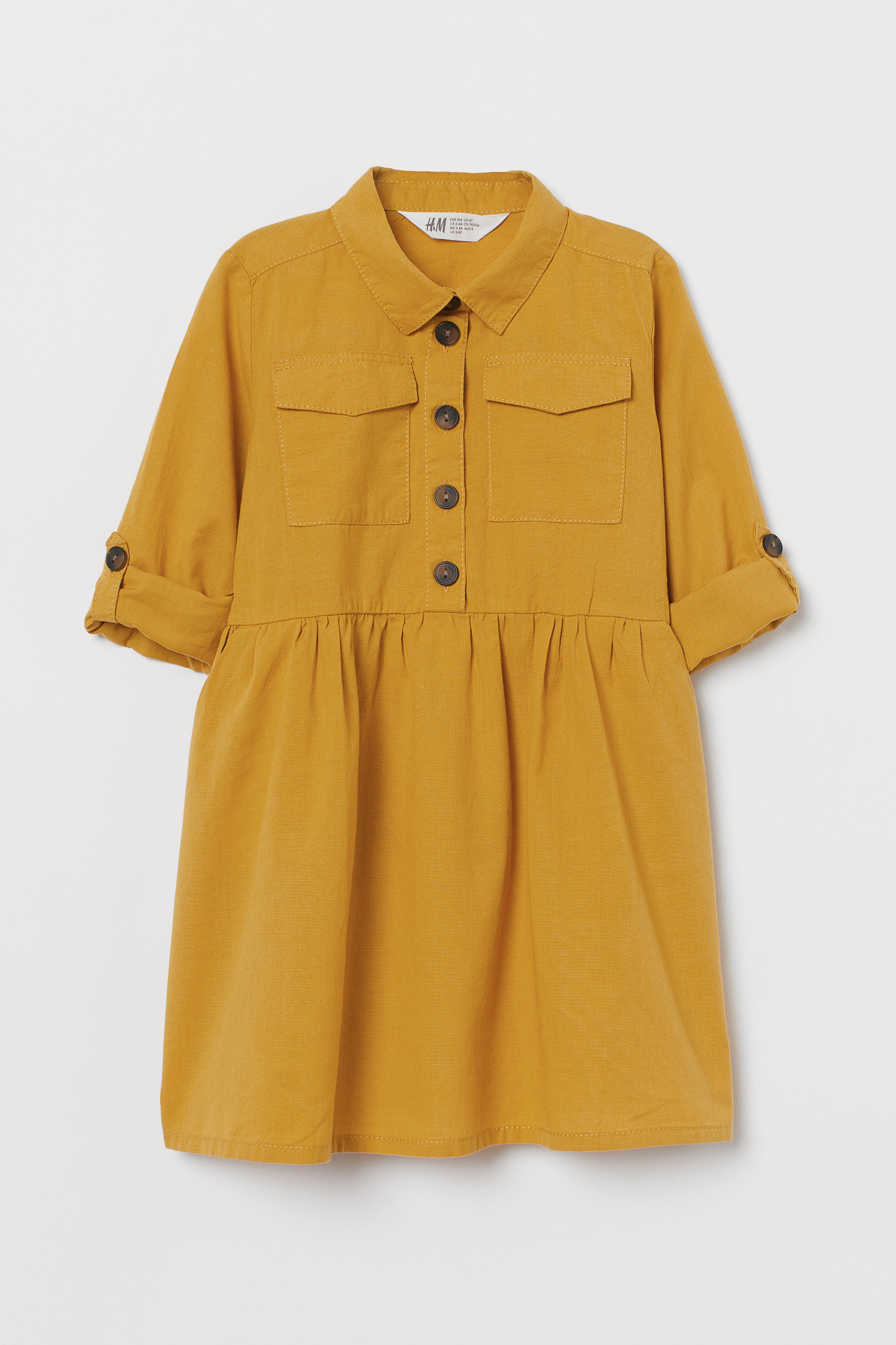 H&m yellow shirt dress fashion