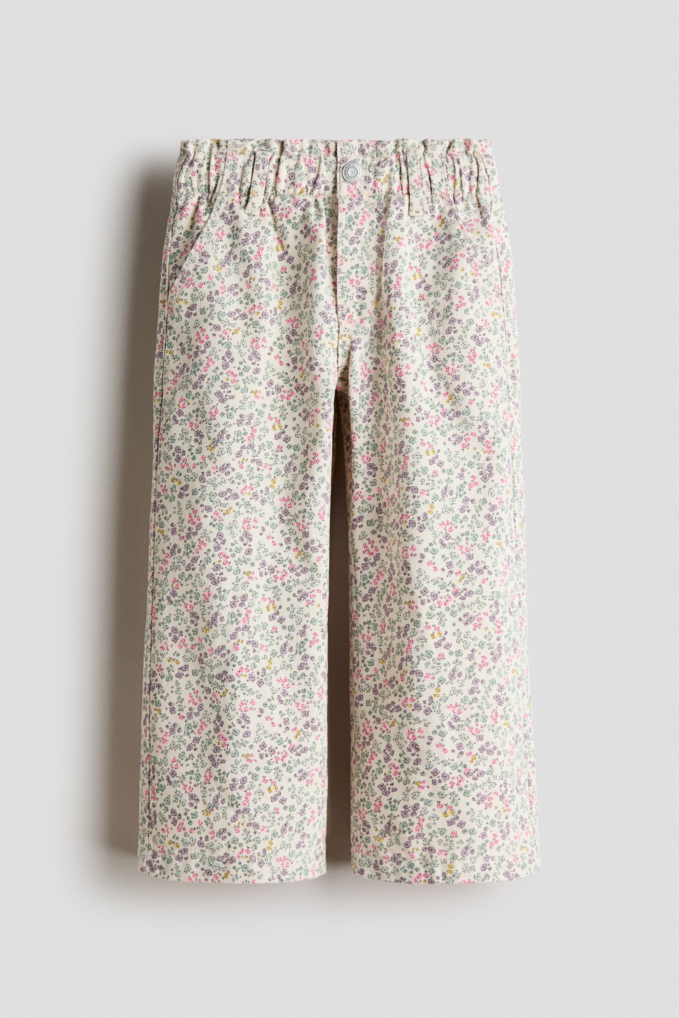 Se større billede: Paperbag-jeans Wide Leg - Lys beige/Blomstret - BØRN | H&M DK 1
