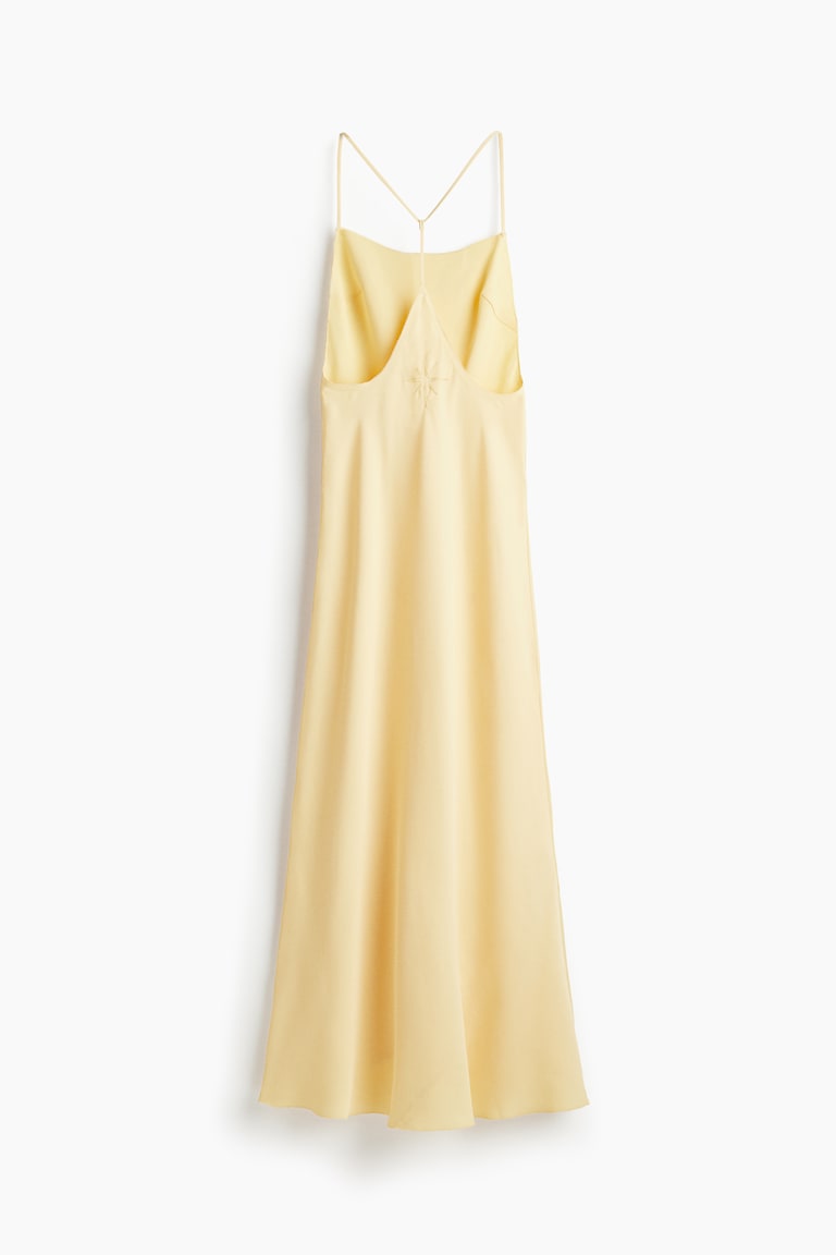 h&m yellow dress HM TREND LONG LYOCELL BLEND Light Beige Patterned FASHION STYLE Fitted maxi dress in stretch jersey H&M YELLOW FLORAL LEMON RUFFLE