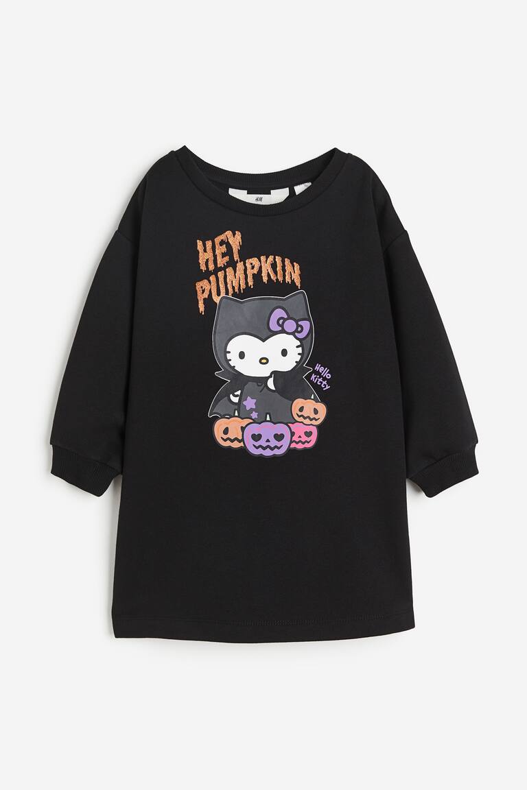 Black/Hello Kitty Printed sweatshirt dress for kids | H&M HK