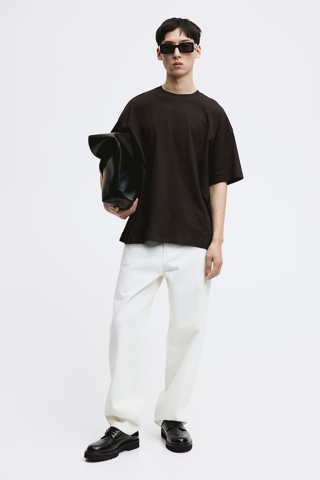 Oversized Fit T-shirt - Black/White/Beige - 1