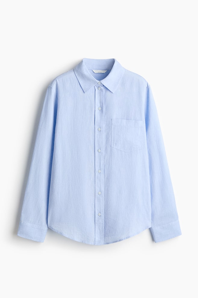 Linen-blend Shirt - Light blue/Light yellow/striped/Light pink/striped/White/Light blue/striped/Blue/white striped/Light beige - 1