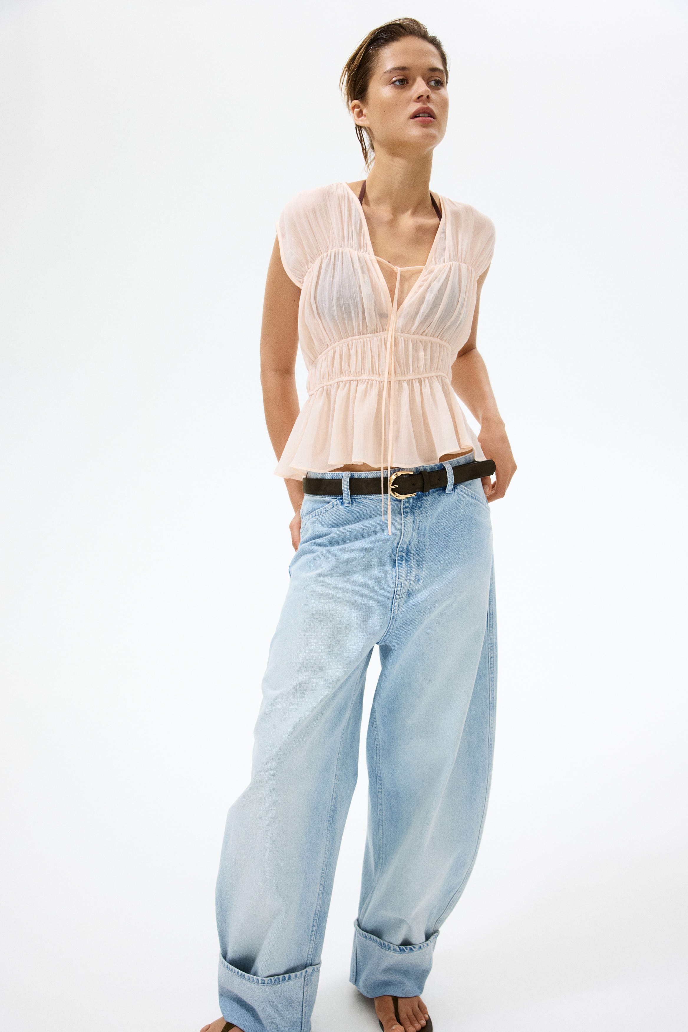 Ruched Cotton Blouse