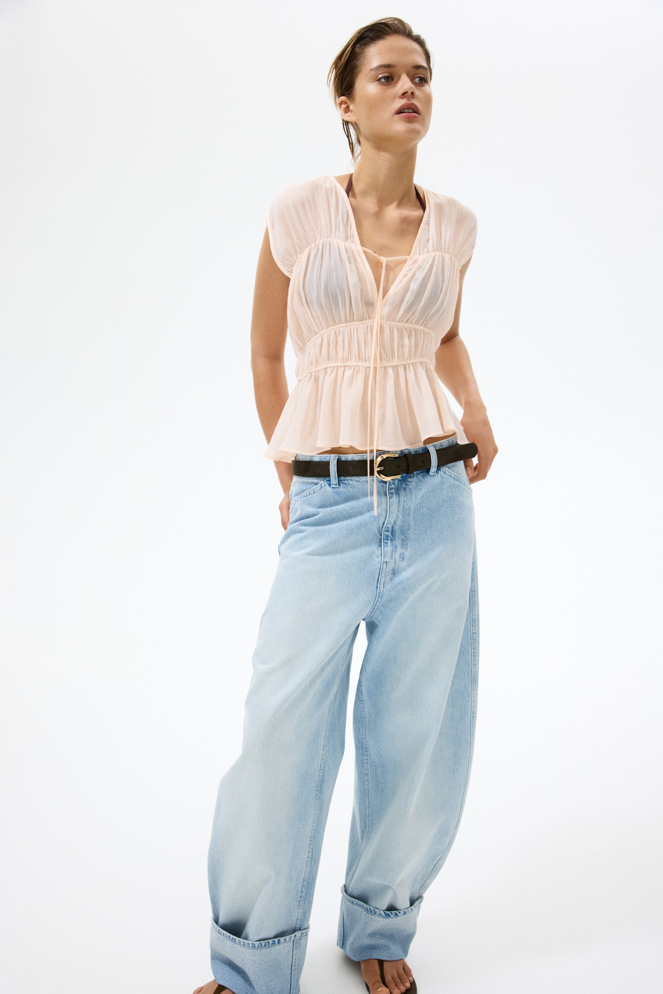 Blouse plissée en coton