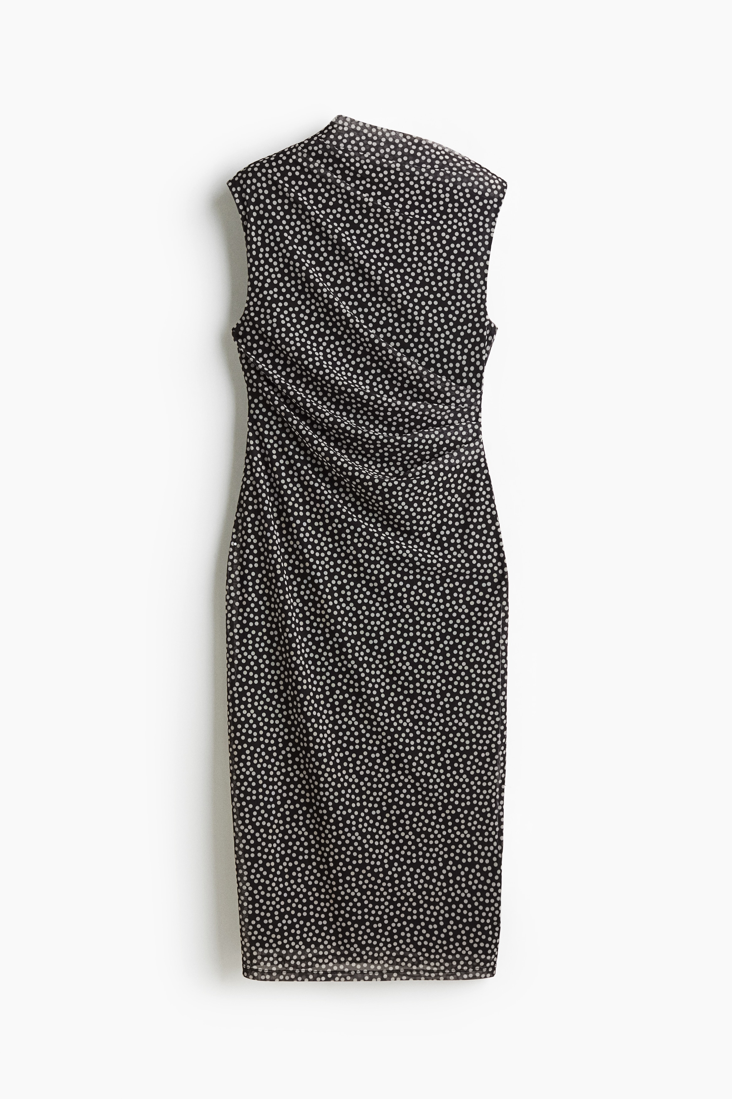 Drapeli File Elbise - Siyah/Puantiyeli/Bordo/Şal desenli