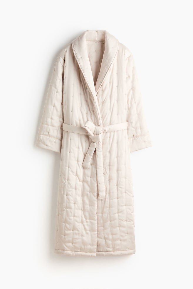 Quiltet morgenkåpe - Lys beige/Tåkerosa - 1