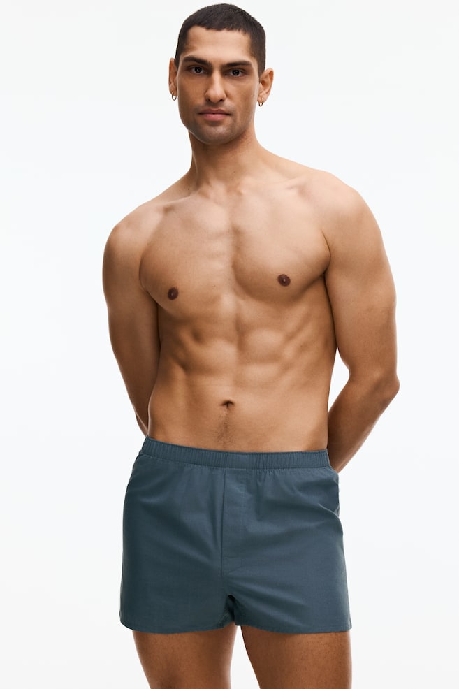 Boxerky z tkaniny 4 kusy - Tmavě tyrkysová/kostka/Tmavomodrá/kostka/Šedá/černá/Černá/bílá kostka/Khaki zelená/kostka/Khaki green/Checked/Červená/kostka/Bleděmodrá/tmavomodrá/Vínová/kostka/Černá/kostka/Černá/šedá - 1