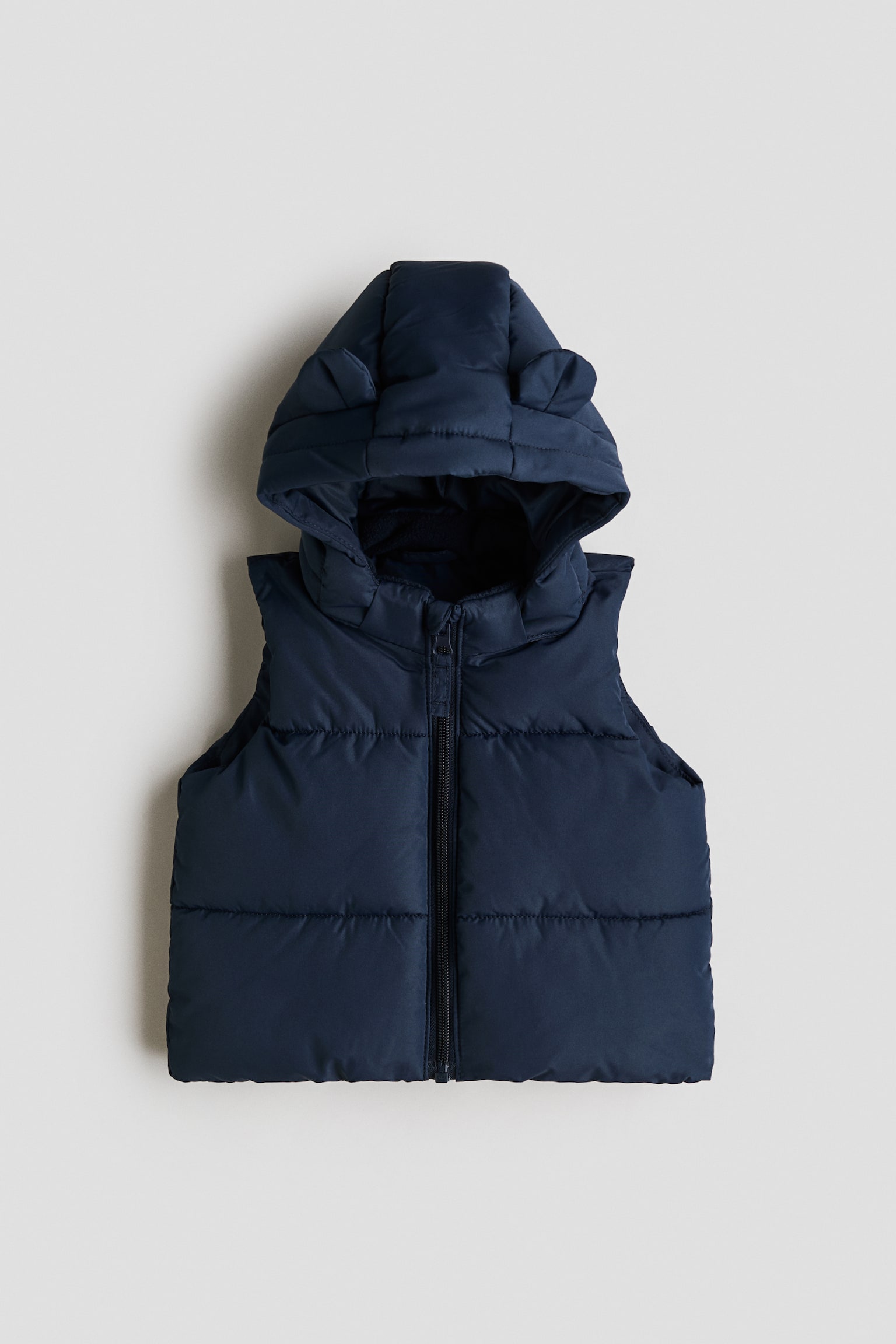 Hooded puffer gilet - Navy blue/Cream