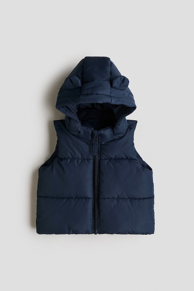 Hooded Puffer Vest - Navy blue/Cream - 1