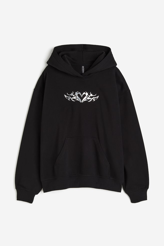 Oversized motif-detail hoodie - Black/Heart/White/Heart/Black/Other Dimensions - 2