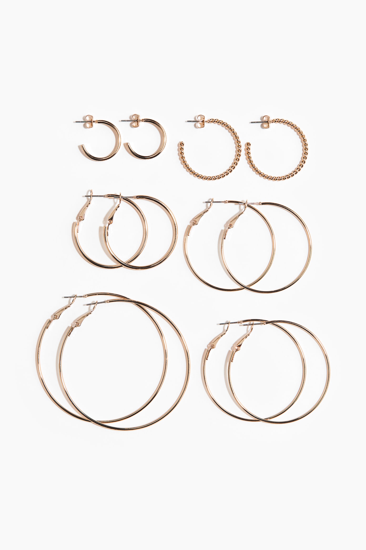 6 Paar Hoop-Ohrringe - Goldfarben