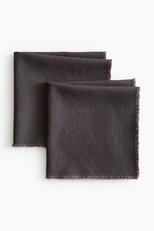 2-pack linen-blend napkins - Dark grey - 1