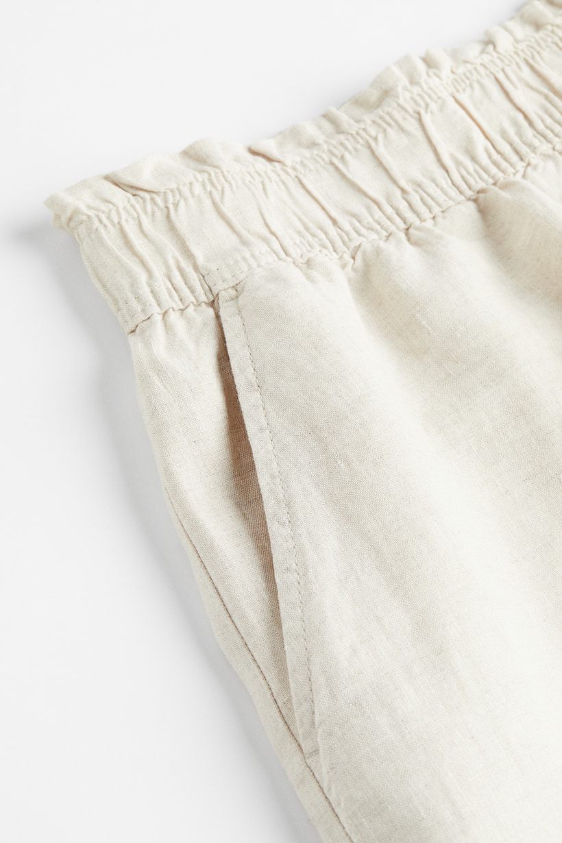 Linen shorts - High waist - Short - Light beige - Ladies | H&M GB