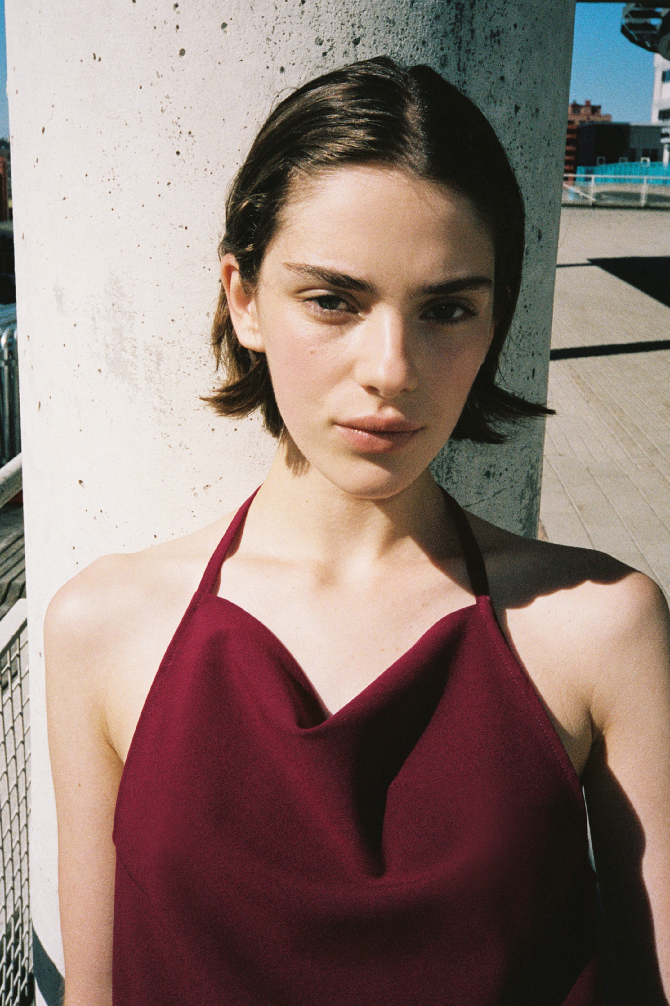 View larger image: Asymmetric Halterneck Top - Burgundy - Ladies | H&M CA 1