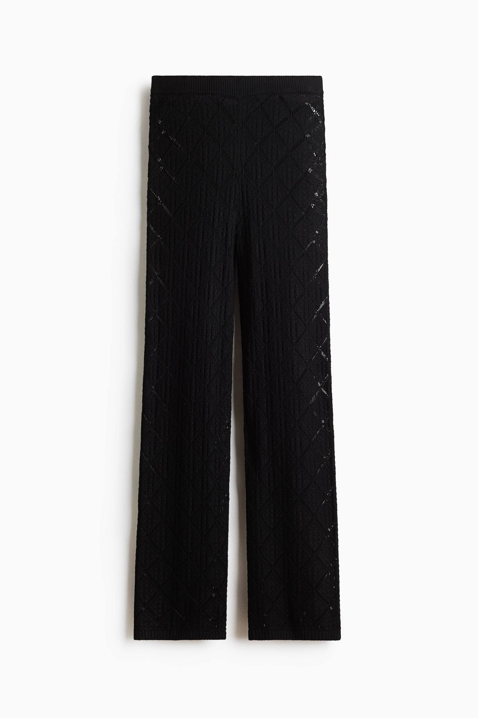 Crochet-Look Pants - Black - 1