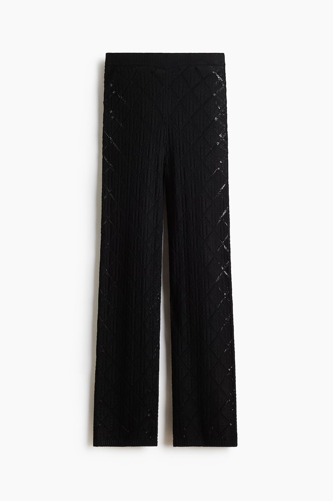 Crochet-Look Pants - Black - 1