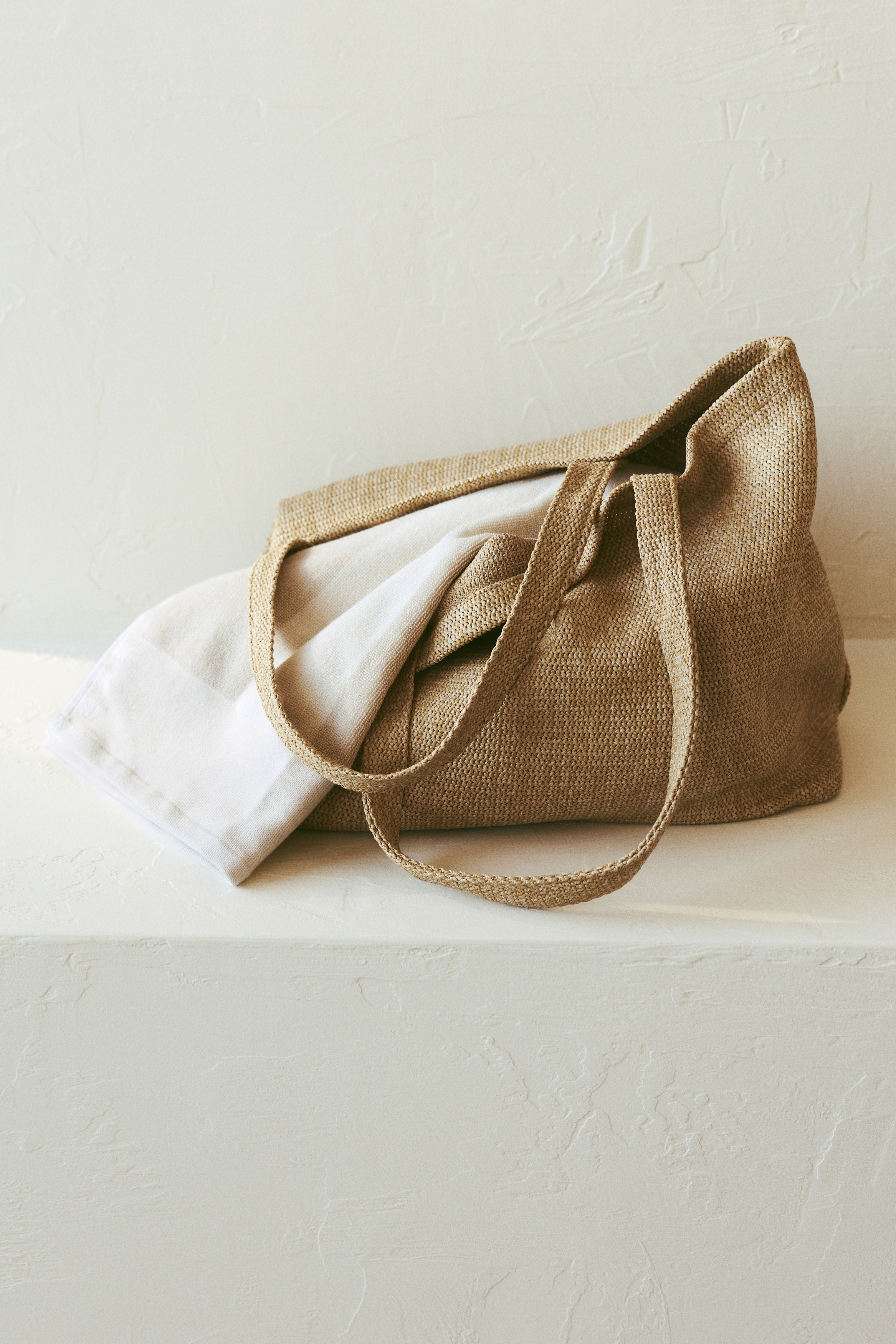 Borsa da mare - Beige/Marrone scuro