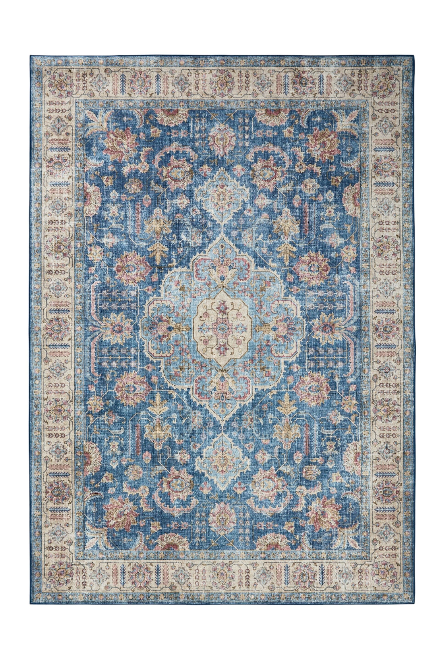 Alfombra Lavable Laury - Azul/Beige - 1