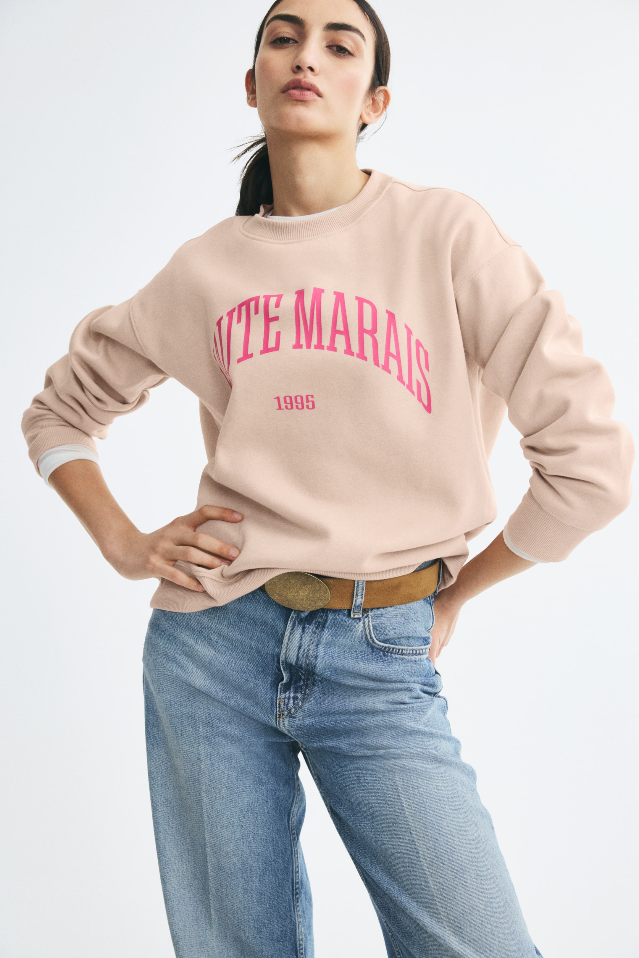 View larger image: Motif-detail sweatshirt - Peach pink/Haute Marais - Ladies | H&M IN 1