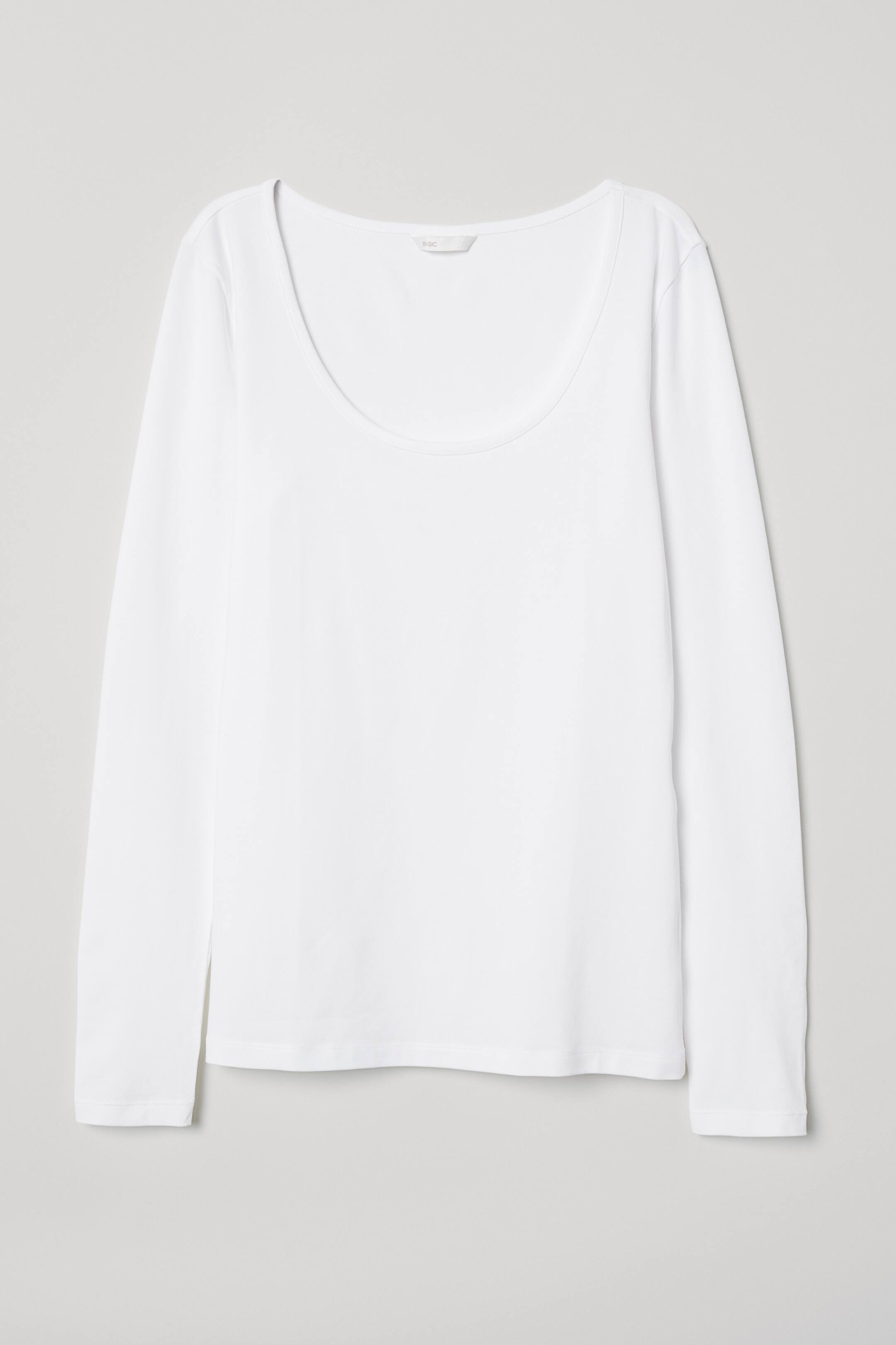 Long-sleeved jersey top - Long sleeve - White - Ladies | H&M GB