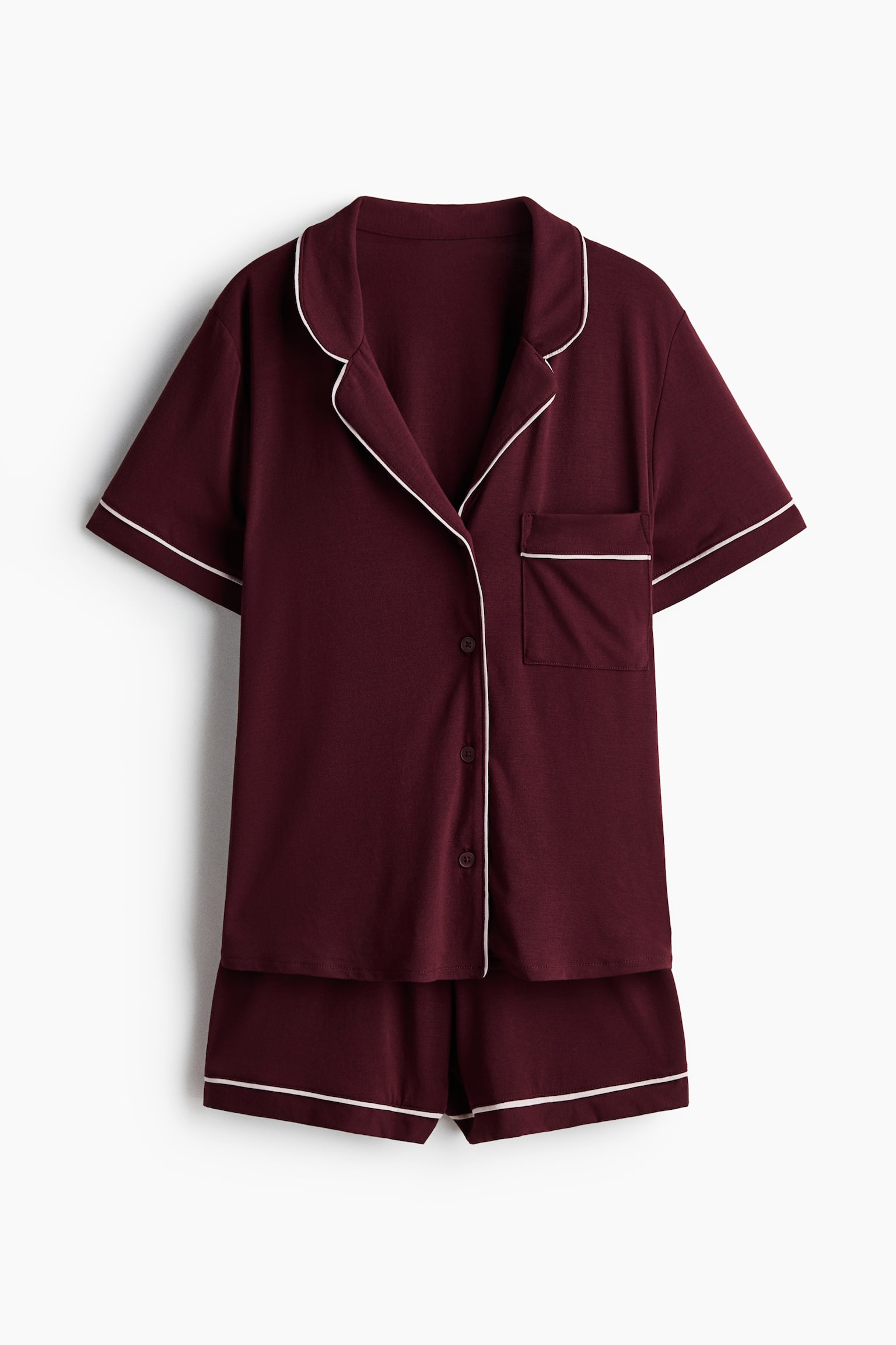 Viscose-blend pyjamas - Burgundy/Navy blue/Light pink/Black/Rust brown/Dark brown/Cream/Light blue - 1