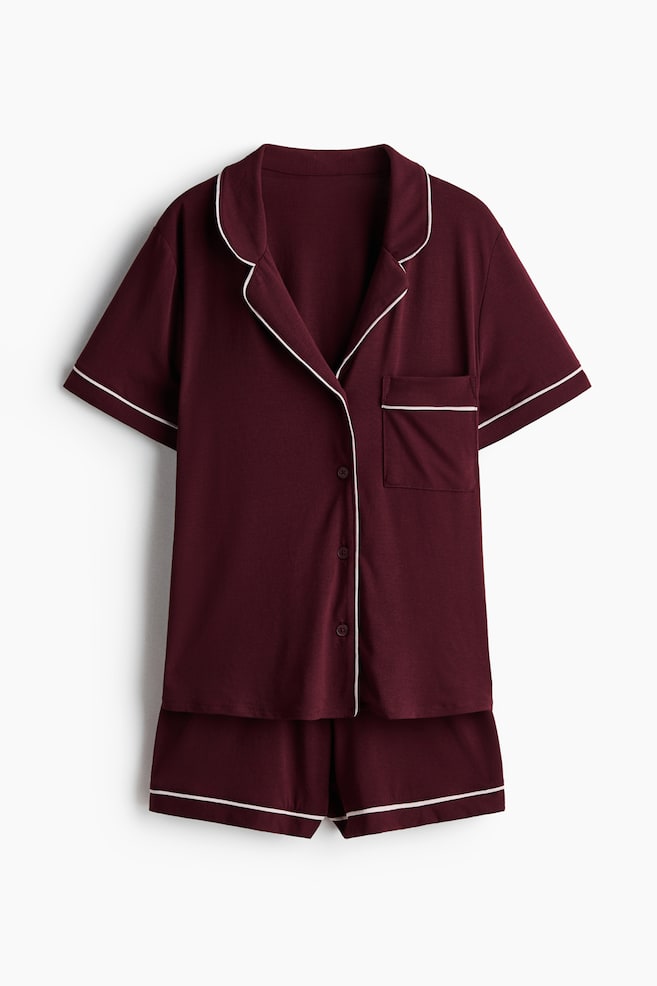 Viscose-blend pyjamas - Burgundy/Light pink/Cream/Black/Navy blue/Light blue/Rust brown - 1