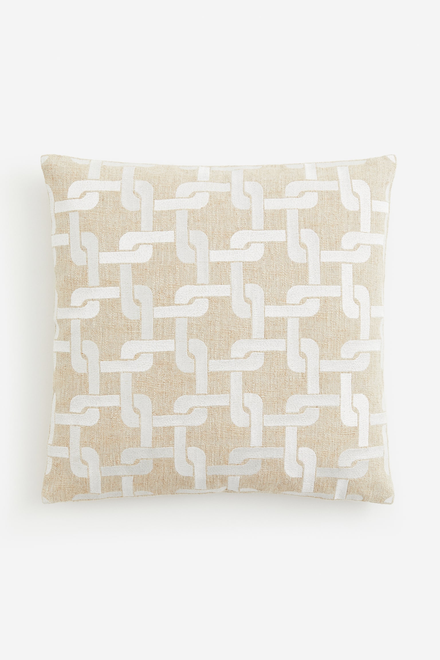 Linen-blend cushion cover - Light beige/Patterned - 1