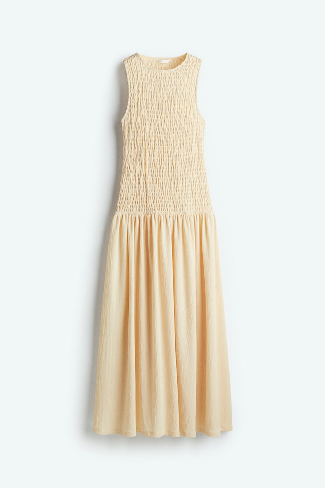 Gesmoktes Jerseykleid - Hellbeige - 1