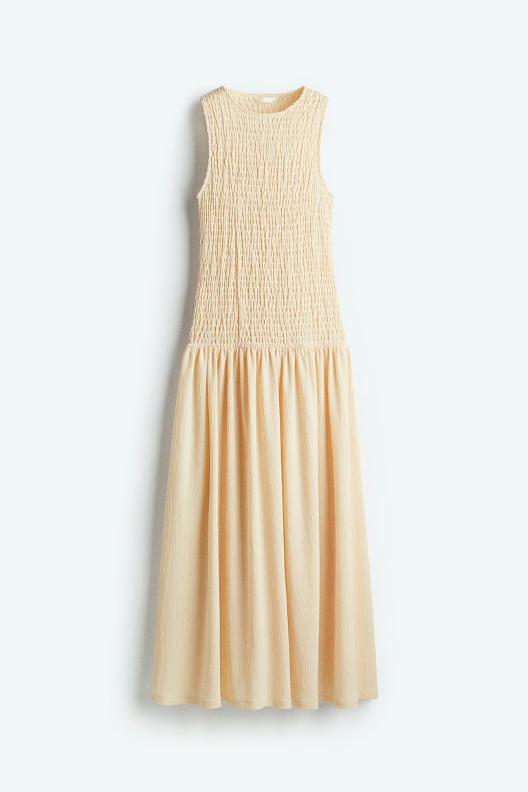 Smocked Jersey Dress - Light beige Smocked Jersey Dress - Light beige