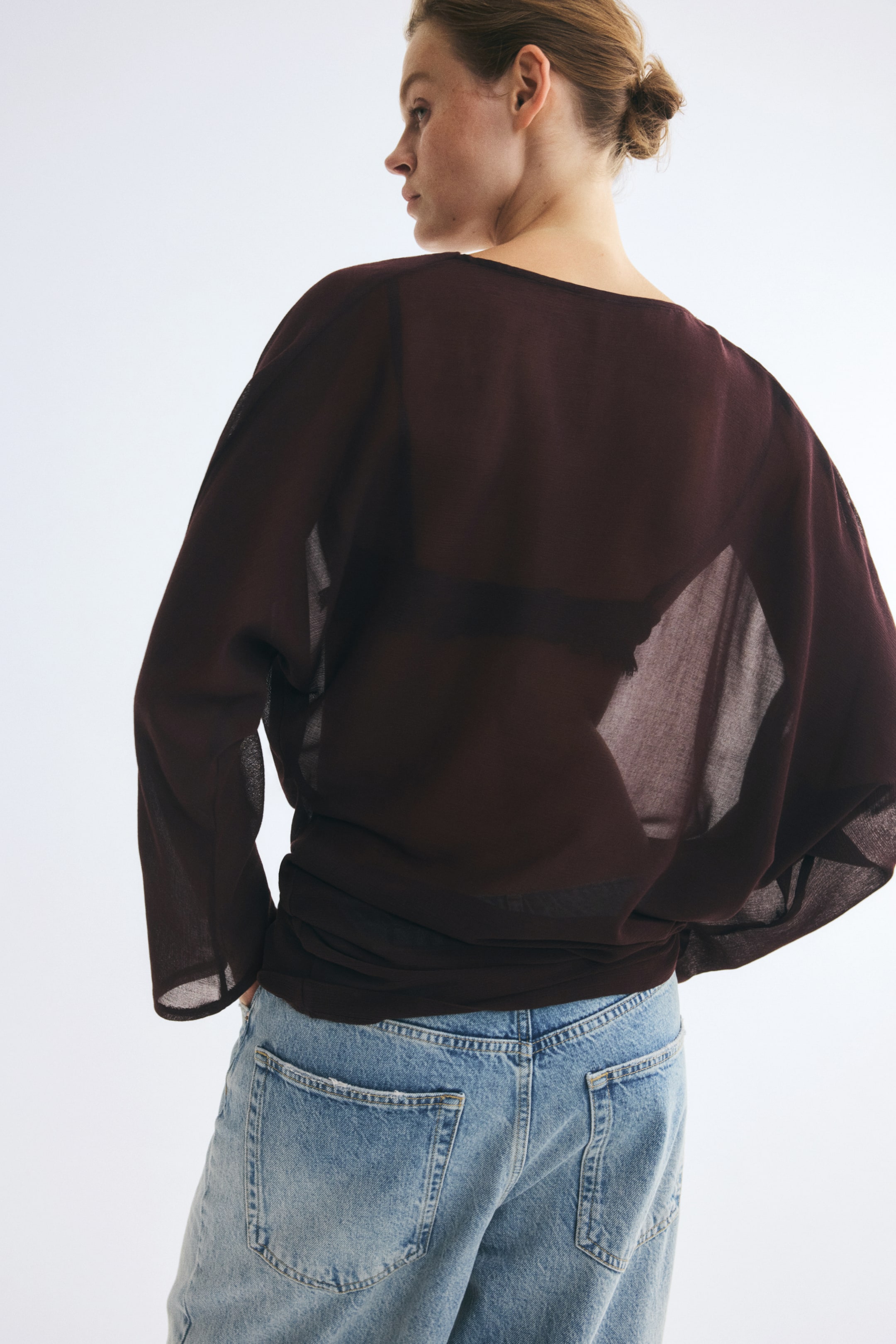 Fine-Knit Cowl-Neck Blouse