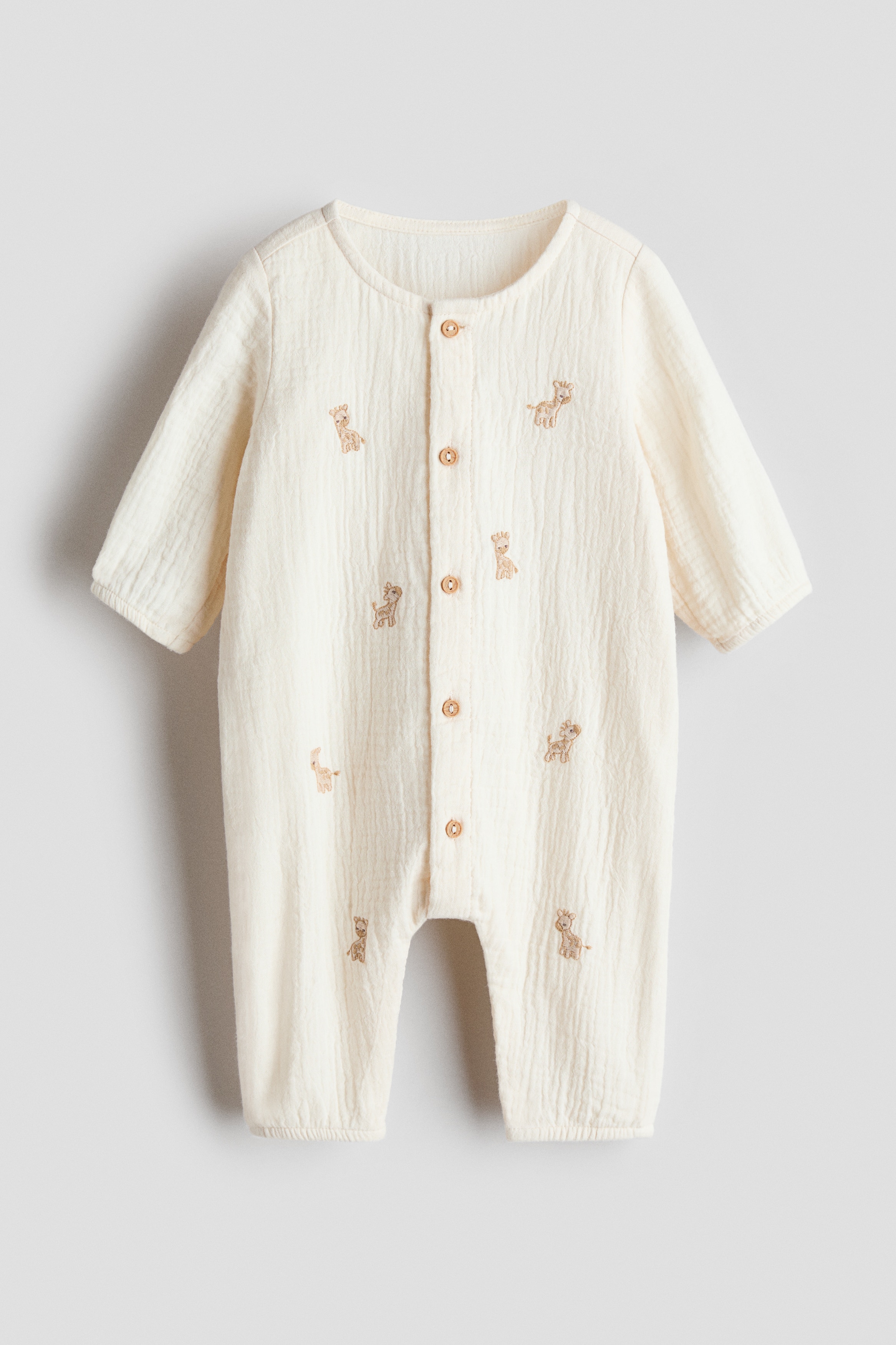 H & M - Strampler mit Stickereien - Beige - Kinder