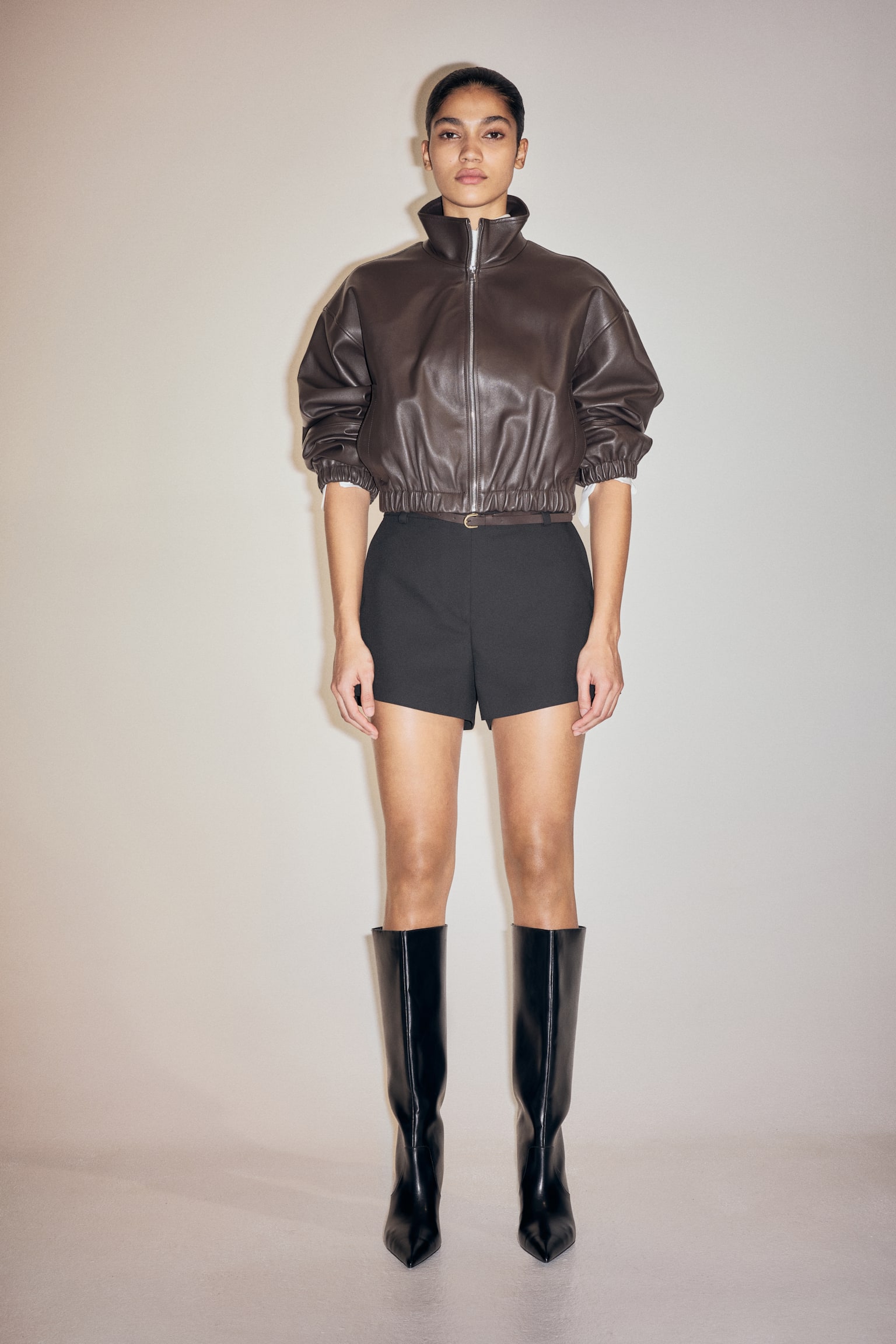 Belted shorts - Black/Brown/Checked - 1