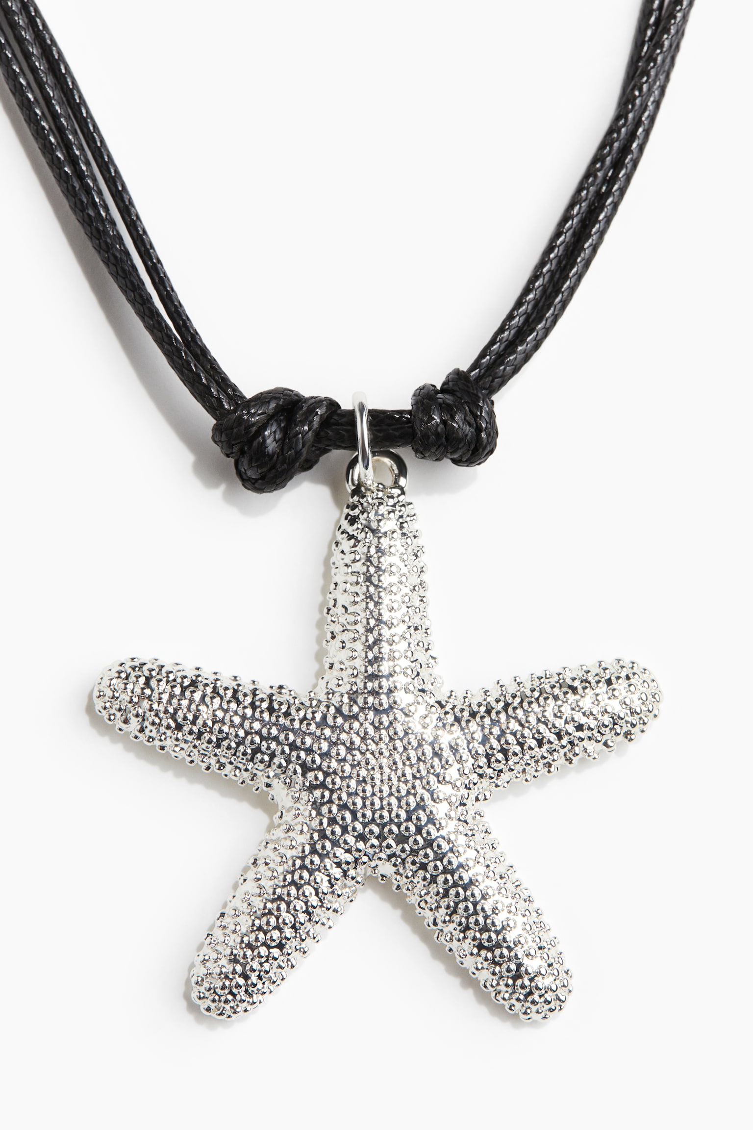 Pendant Cord Necklace - Black/Starfish - 2