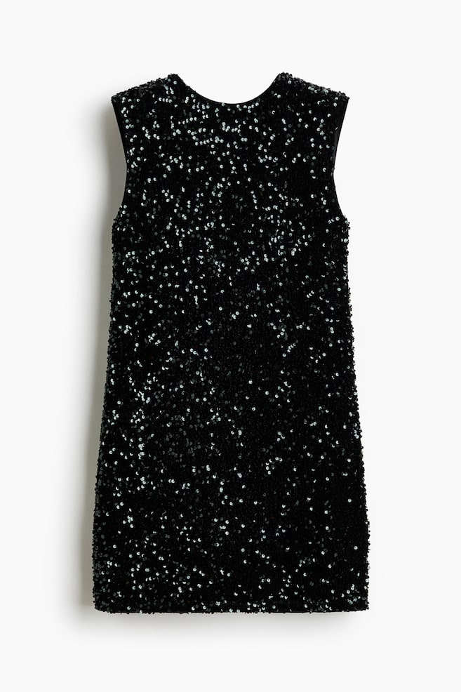 Vestido de lentejuelas con lazo decorativo - Verde oscuro/Marrón oscuro/Blanco - 1