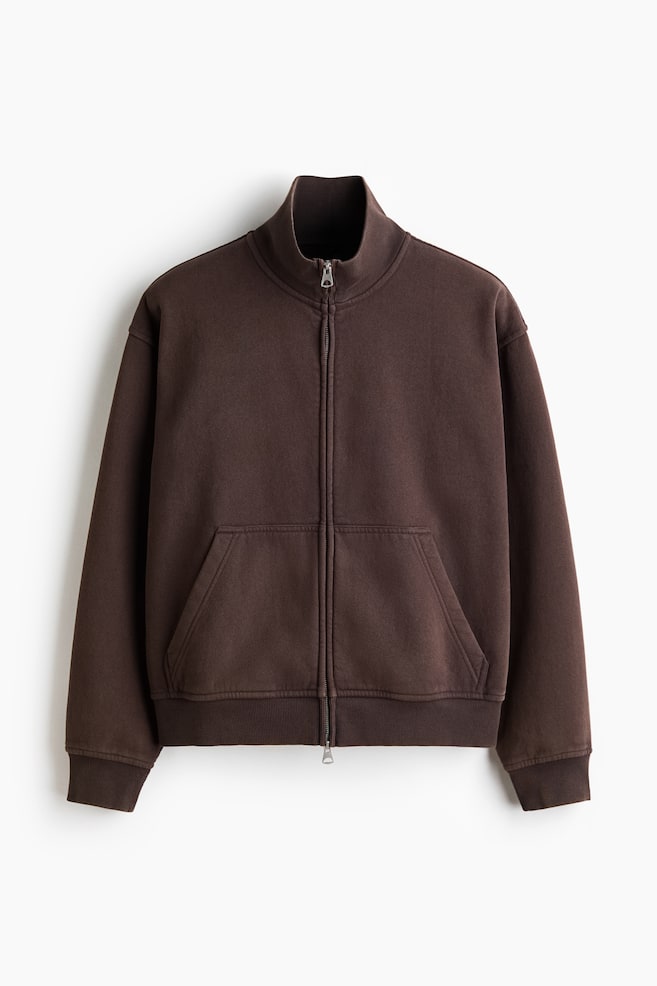 Relaxed-Fit Boxy Track Jacket - Dark brown/Black - 1