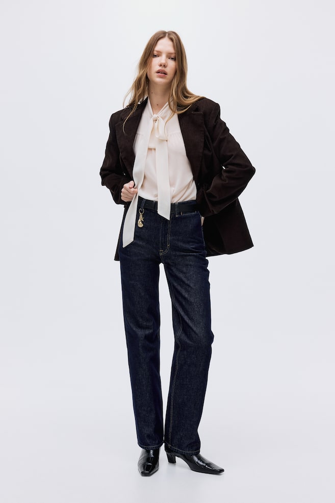 Straight High Jeans - Donker denimblauw/Denimblauw - 1