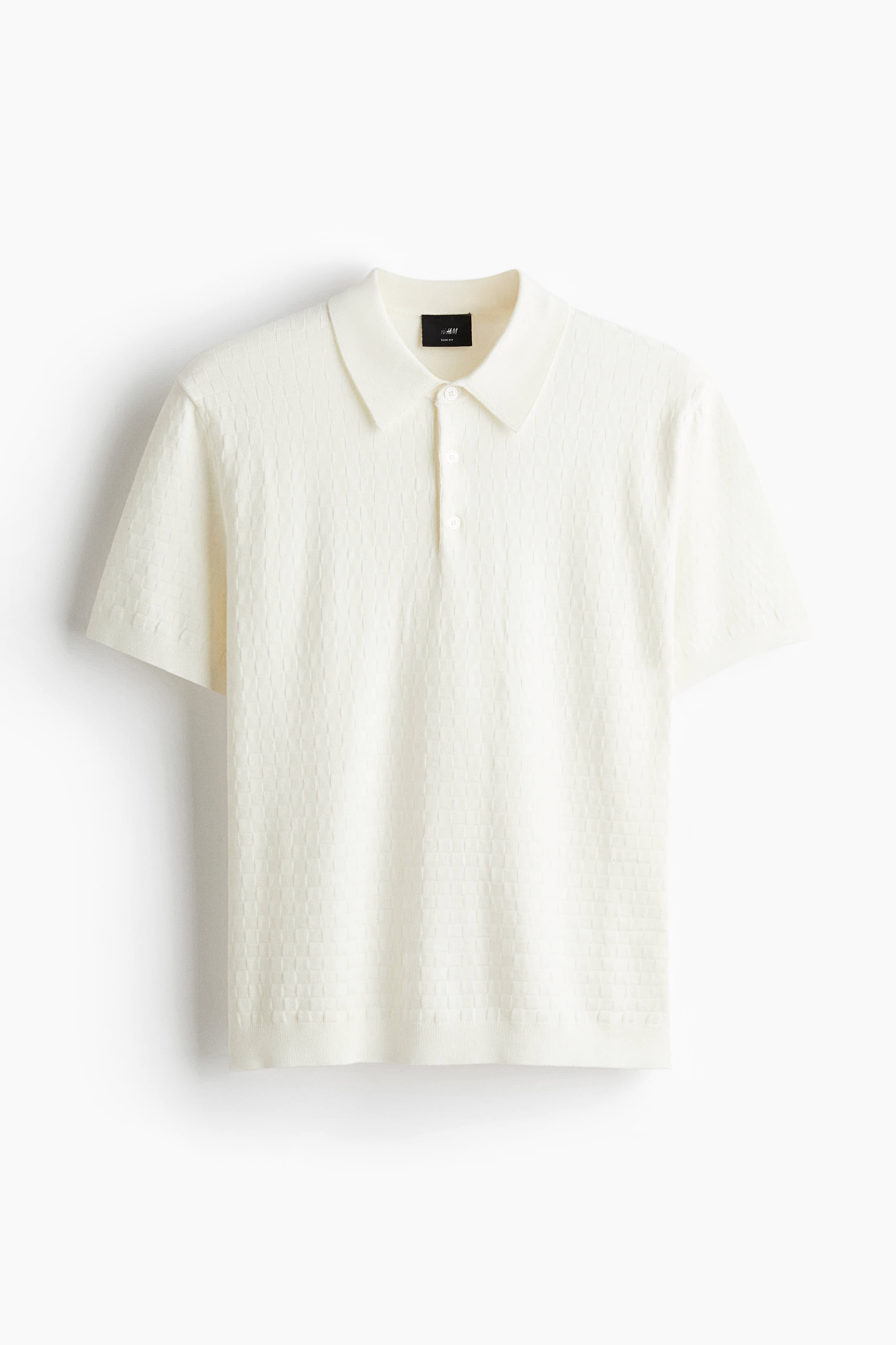 Slim Fit Textured-knit polo shirt