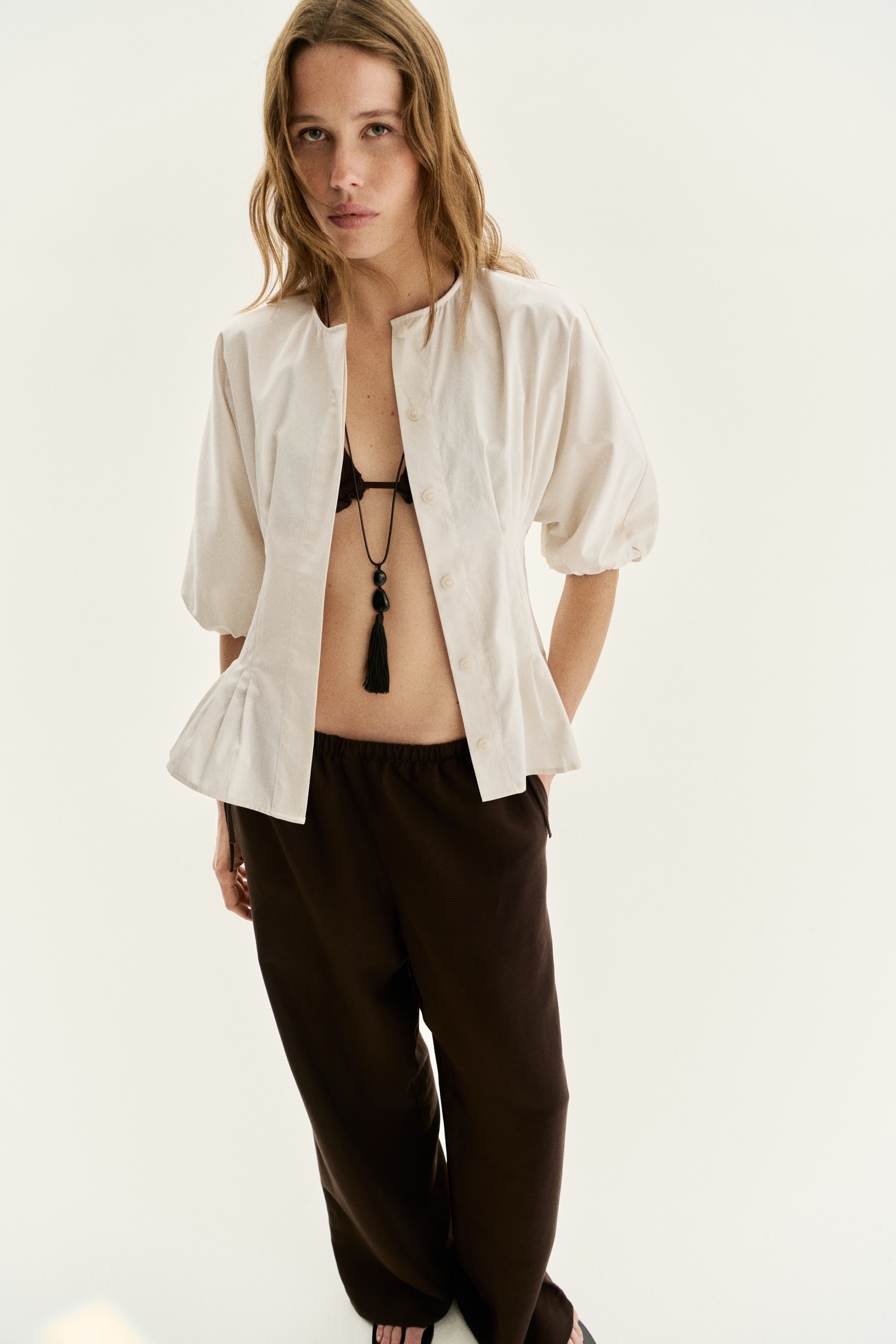 Tapered-Waist Cotton Blouse thumbnail 2