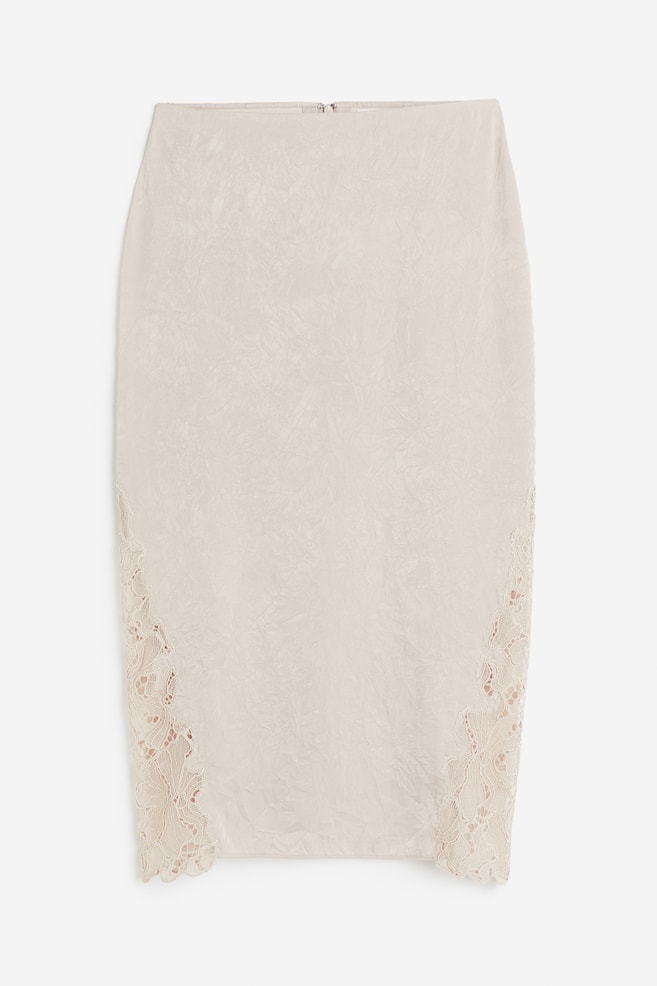 Lace-detail skirt - Light beige/Black - 2