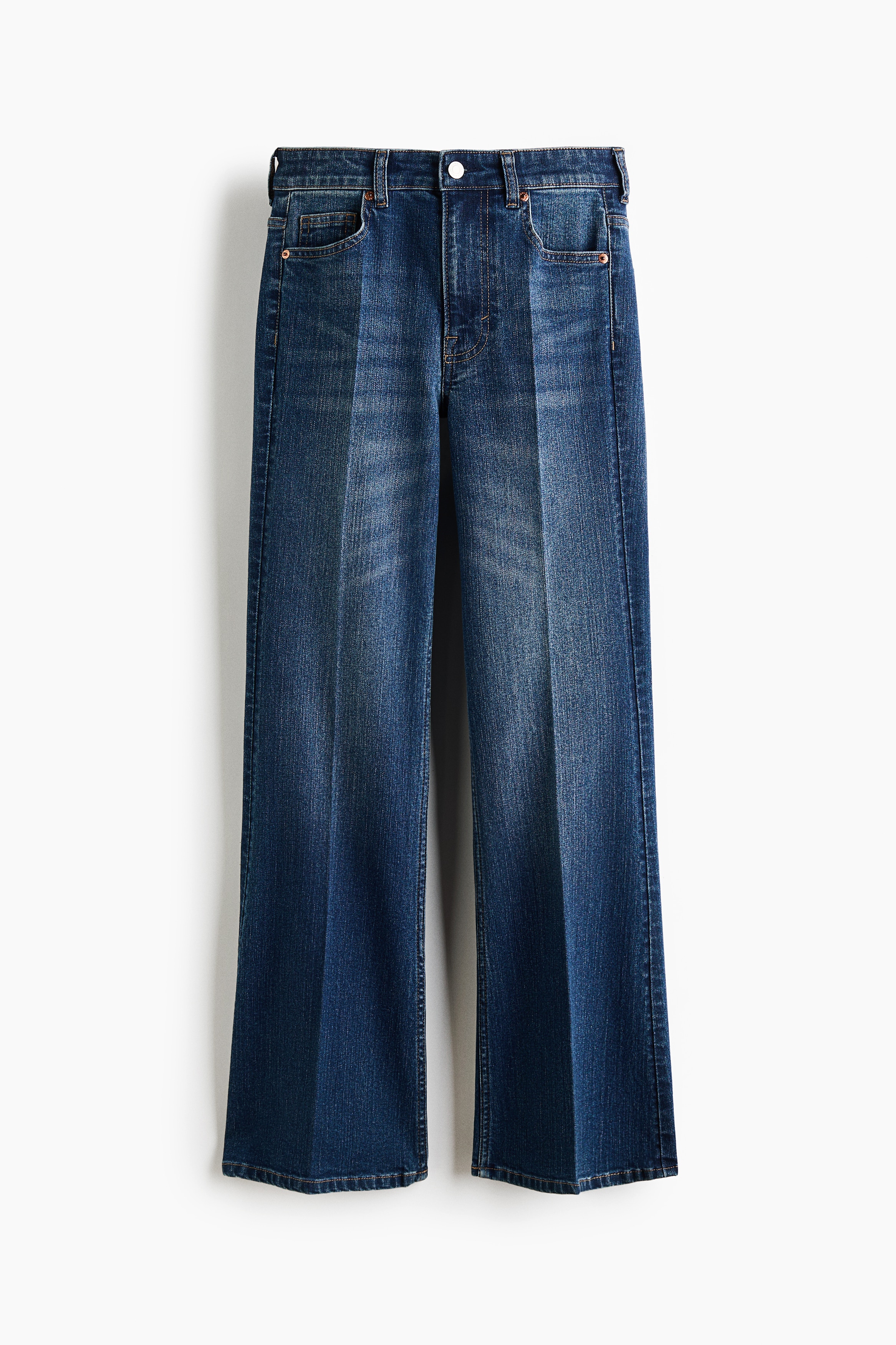 Flared High Waist Jeans - Denim blue/Light denim blue