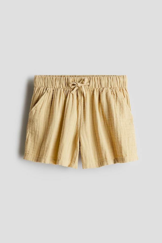Cotton muslin shorts - Dusty yellow - 1