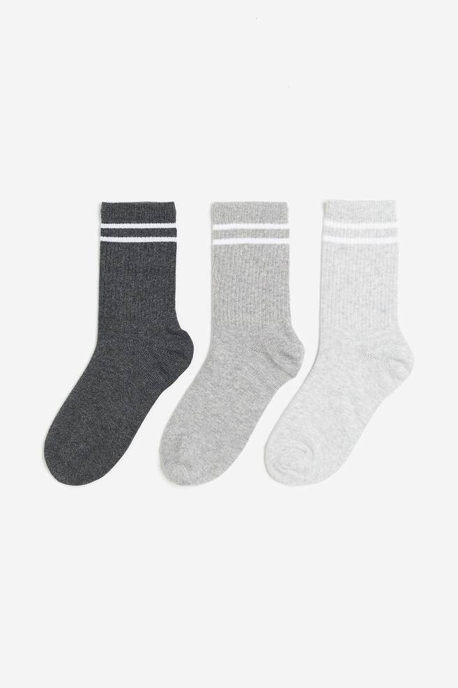 3-pack DryMove™ sports socks - Light grey marl/Striped/White/Black/Black/Striped/Lavender blue/Striped - 1