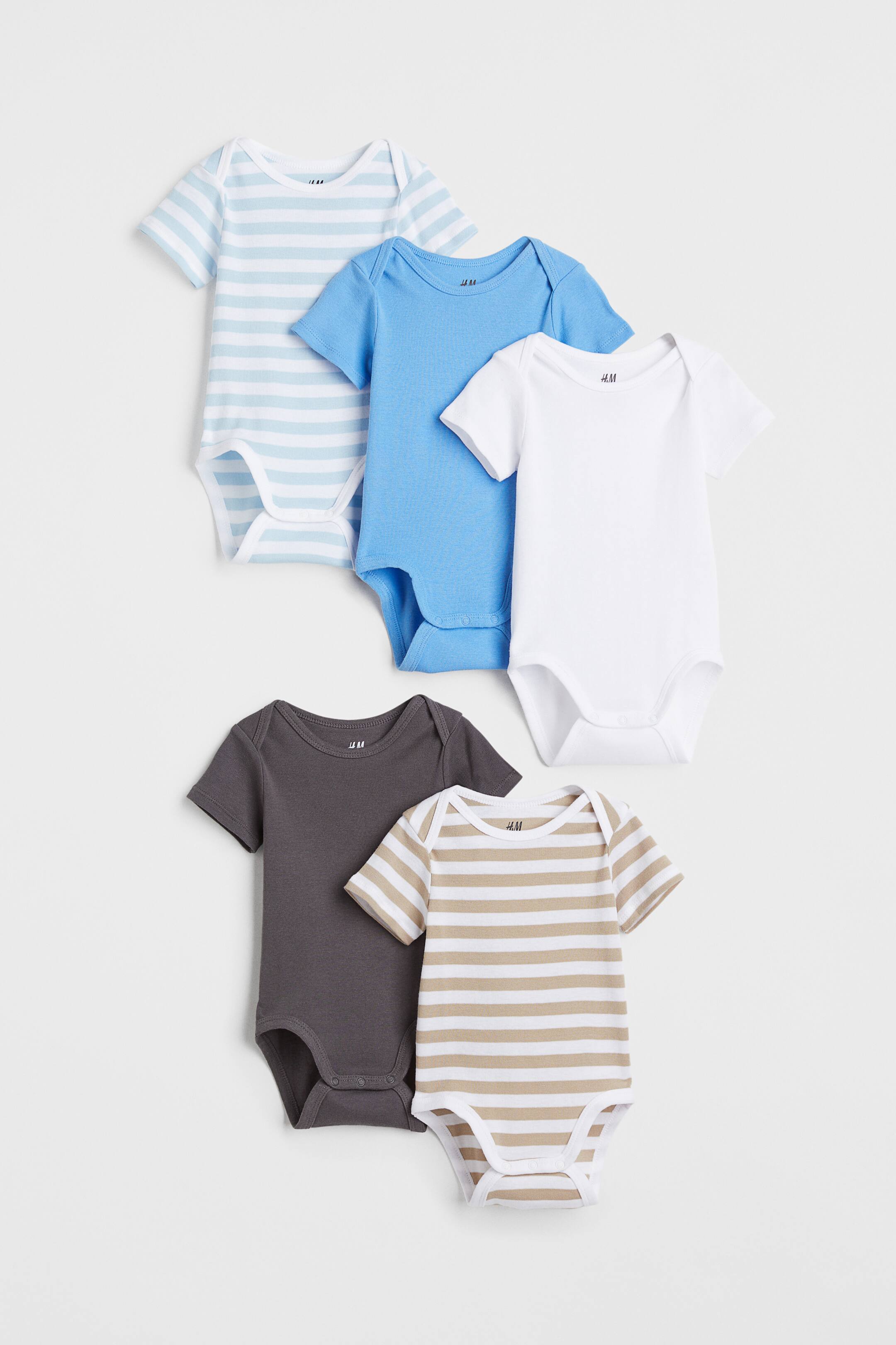 View larger image: 5-pack short-sleeved bodysuits - Blue/Striped - Kids | H&M 1