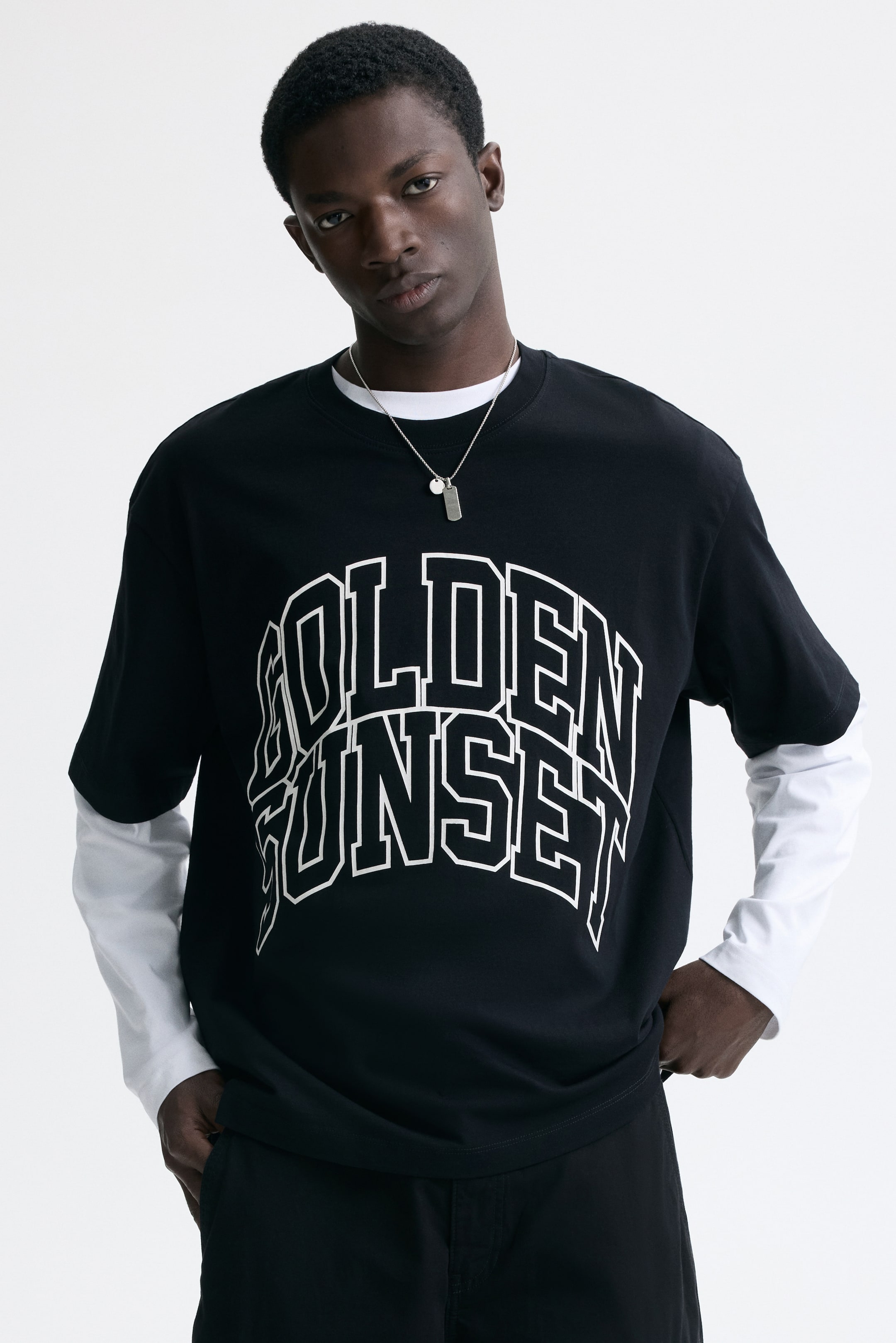 View larger image: Loose-Fit Printed T-Shirt - Black/Golden Sunset - Men | H&M US 2