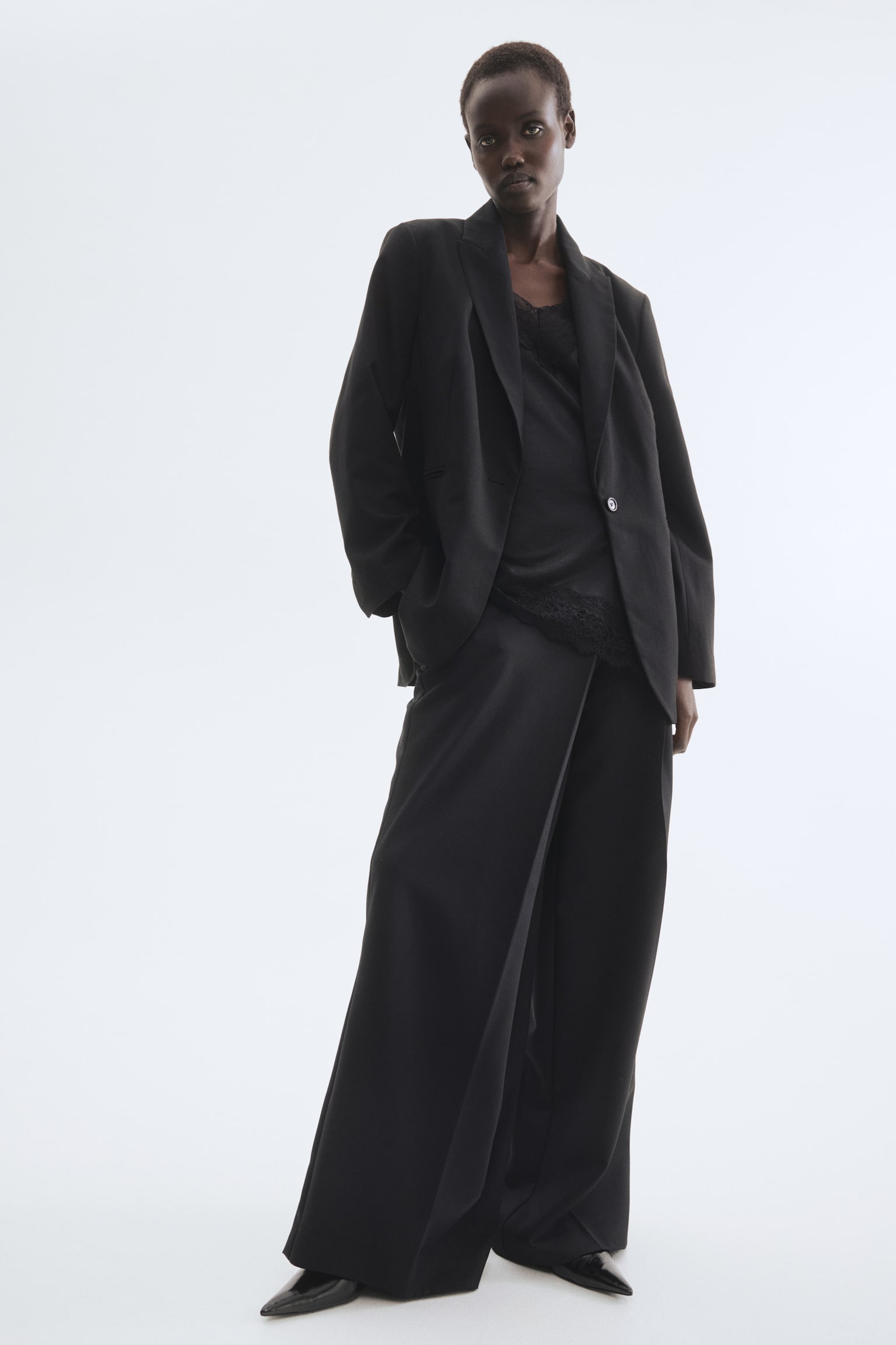 Jednořadové sako - Černá/Béžová/úzký proužek/Růžová - 2