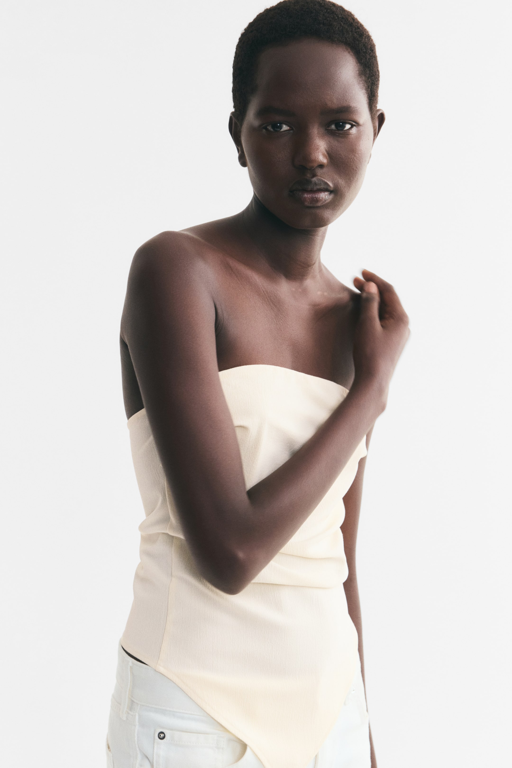 View larger image: Asymmetric Tube Top - Cream - Ladies | H&M US 1