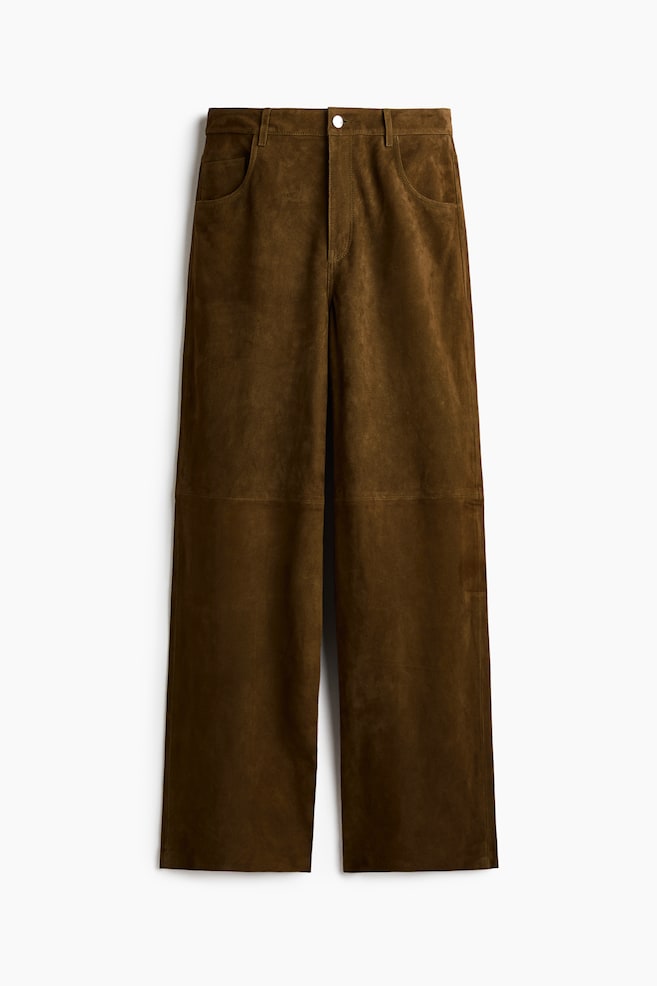 Suede Pants - Dark khaki green - 1