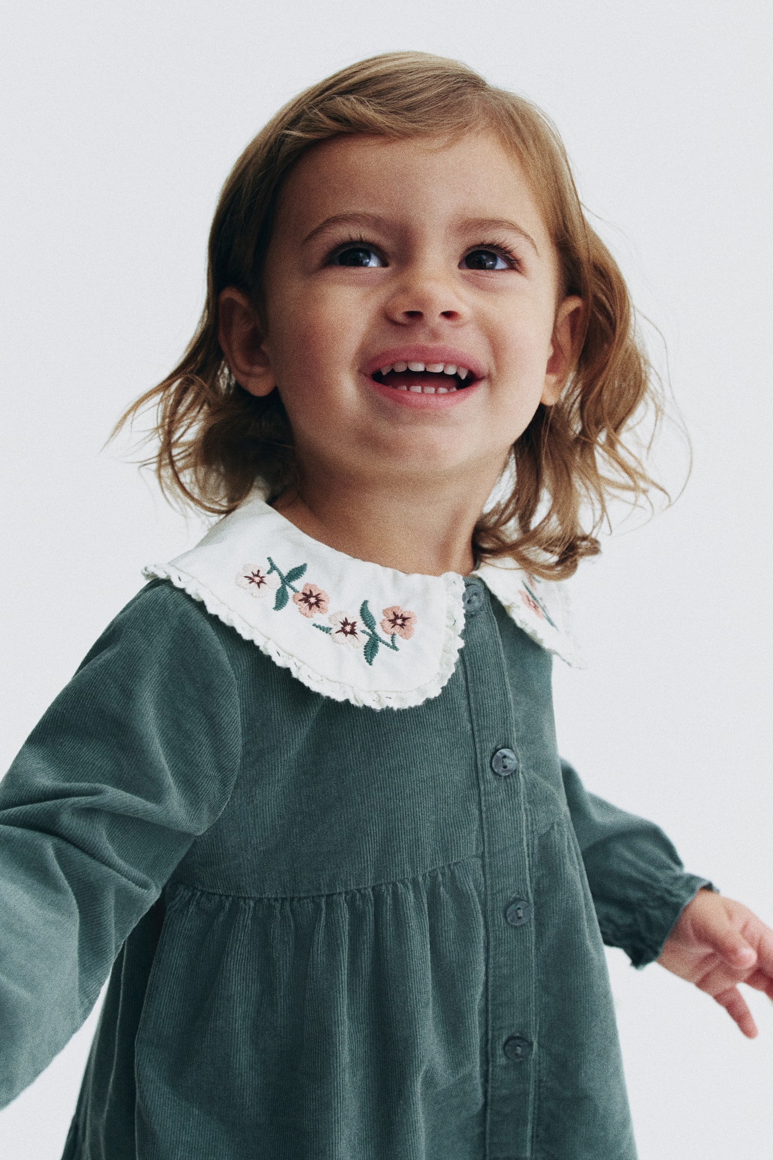 Детское платье H&M Cotton Corduroy, цвет: Зелёный — фото 4