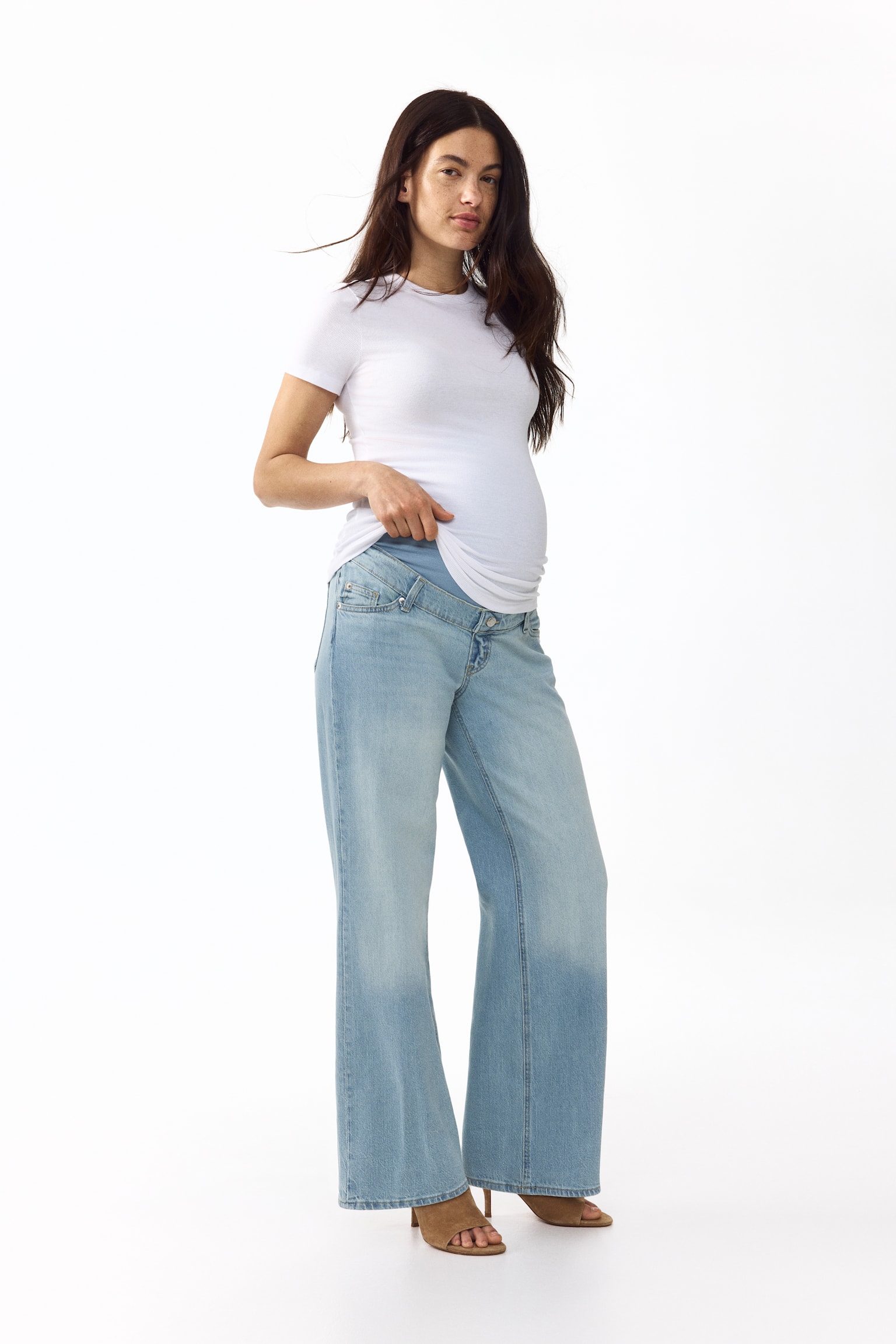 MAMA Wide jeans - כחול ג'ינס חיוור - 6